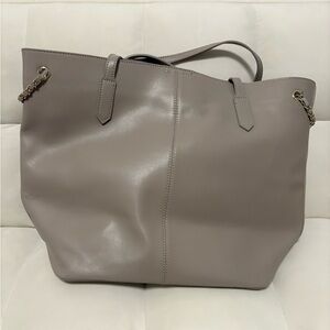 KC Jagger Elegant Gray Taupe Tote Bag with Insert and Gold Hardware